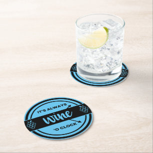 Posavasos Redondo De Papel Vino divertido, cerveza, bar, tarta fiesta