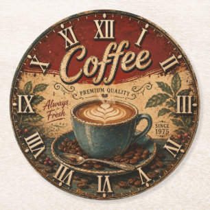 Posavasos Redondo De Papel Vintage Coffee
