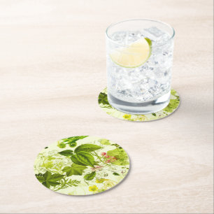 Posavasos Redondo De Papel Vintage Groenlandia Botánica Flores Silvestres