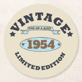 Posavasos Redondo De Papel Vintage personalizado de 70 años