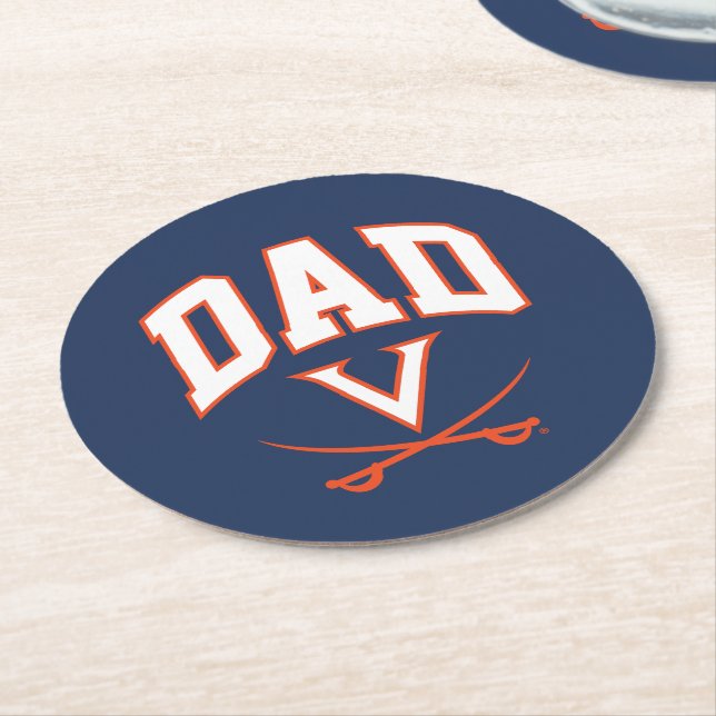 Posavasos Redondo De Papel Virginia Cavaliers Dad (En perspectiva)
