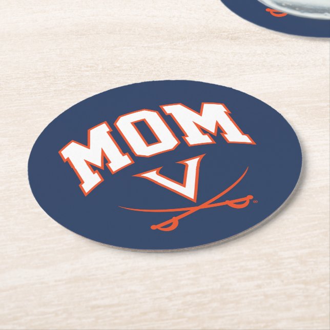 Posavasos Redondo De Papel Virginia Cavaliers Mom (En perspectiva)