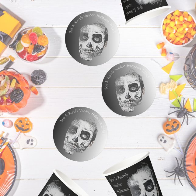 Posavasos Redondo De Papel Voodoo Sonríe Halloween (Voodoo Smile Halloween Party Round Paper Coaster)