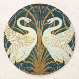 Posavasos Redondo De Papel Walter Crane Swan, Rush E Iris Art Nouveau