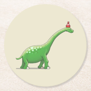 Posavasos Redondo De Papel Walter el Dinosaurio
