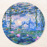 Posavasos Redondo De Papel Water Lilies, 1919, de Claude Monet,<br><div class="desc">Water Lilies,  famoso cuadro de Claude Monet de 1919,  con colores sólidos coordinados de color rosado-violeta y azul Monet,  listos para mezclarse y coincidir.</div>