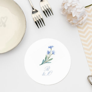 Posavasos Redondo De Papel Watercolor Floral Wedding Monogram Coaster