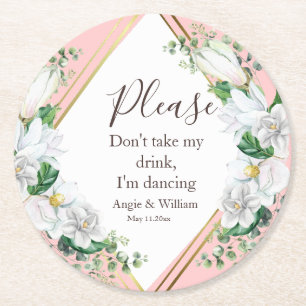 Posavasos Redondo De Papel Watercolor Magnolia Rubor Estoy bailando