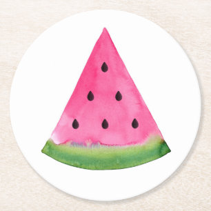 Posavasos Redondo De Papel Watercolor Watermelon Wedge
