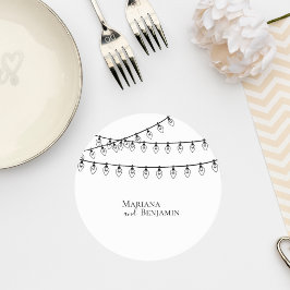 Posavasos Redondo De Papel Wedding Coaster with String Lights