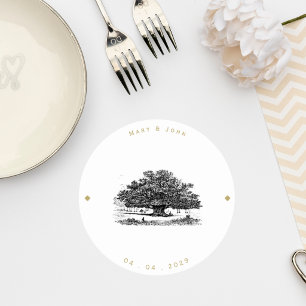 Posavasos Redondo De Papel Wedding Coaster with Warm Bokeh Lights