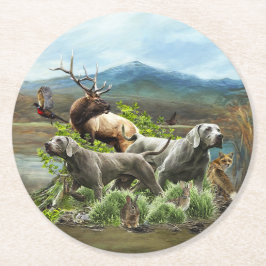 Posavasos Redondo De Papel Weimaraner, "Fantasma gris"