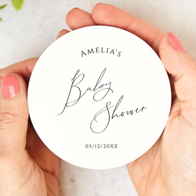 Posavasos Redondo De Papel Whimsical Gender Neutral Baby Shower (Subido por el creador)