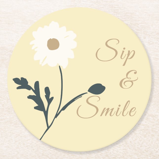 Posavasos Redondo De Papel Whispering Meadow - Butter Yellow Daisy Accent (Anverso)