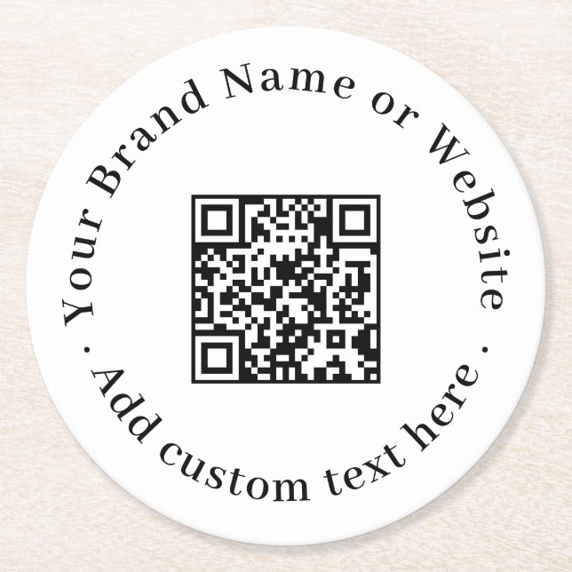 Posavasos Redondo De Papel White Minimalist QR | Clean Scan Me Round Design (Anverso)
