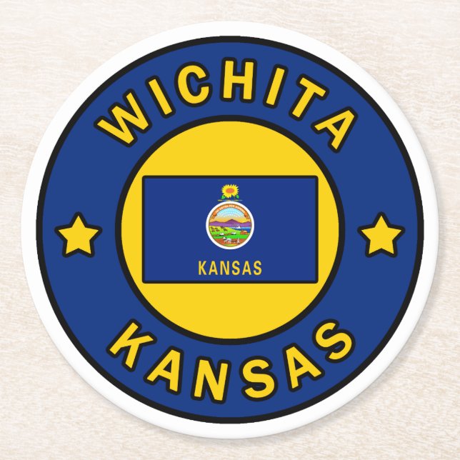 Posavasos Redondo De Papel Wichita Kansas (Anverso)