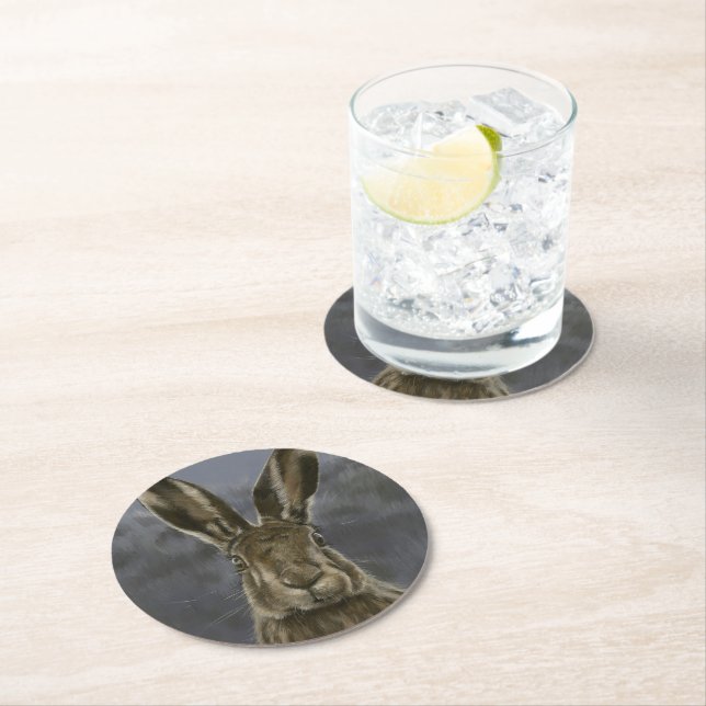 Posavasos Redondo De Papel Wild Hare Coaster (In situ)