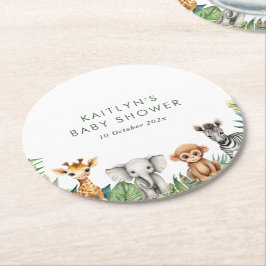 Posavasos Redondo De Papel Wild One Jungle Safari Baby Shower