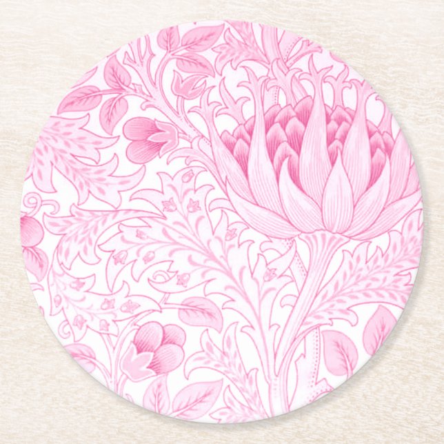 Posavasos Redondo De Papel William Morris Artichoke Pink (Anverso)