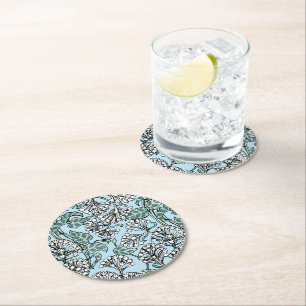 Posavasos Redondo De Papel William Morris Jasmine y deja el patrón