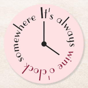Posavasos Redondo De Papel Wine o'clock en alguna parte