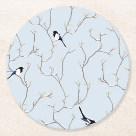 Posavasos Redondo De Papel Winter BIrds