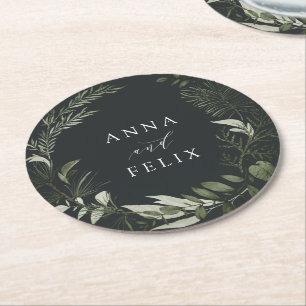 Posavasos Redondo De Papel Winter Meadow Green Botanalized Boda
