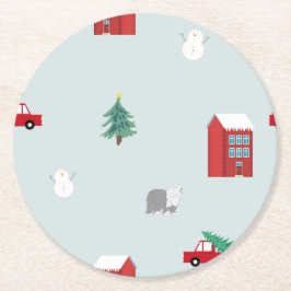 Posavasos Redondo De Papel Winter Village