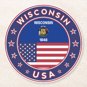Posavasos Redondo De Papel Wisconsin