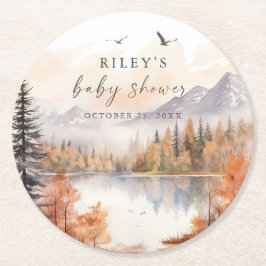 Posavasos Redondo De Papel Woodland Baby Shower Paper Coasters Fall