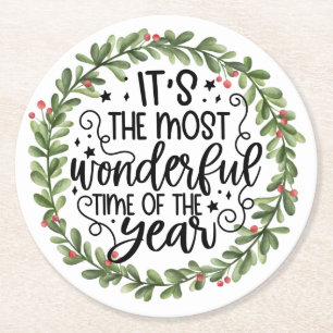 Posavasos Redondo De Papel Wreath de acuarela más maravillosa