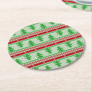 Posavasos Redondo De Papel Xmas tejer un patrón sin fisuras 2 + tus ideas