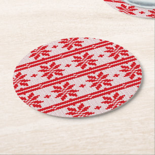 Posavasos Redondo De Papel Xmas tejido sin fisuras patrón 1 + tus ideas