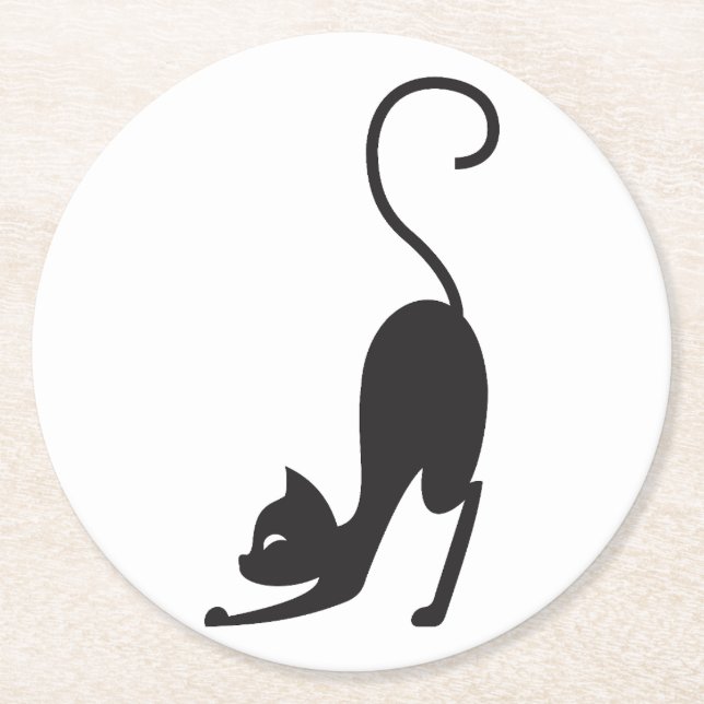 Posavasos Redondo De Papel Yoga cat (Anverso)