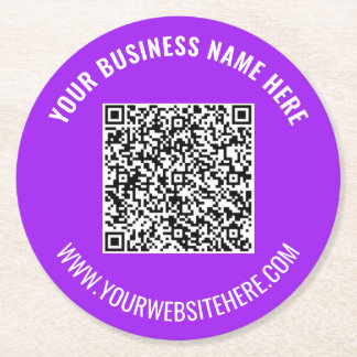 Posavasos Redondo De Papel Your QR Code Custom Text Paper Coasters Template
