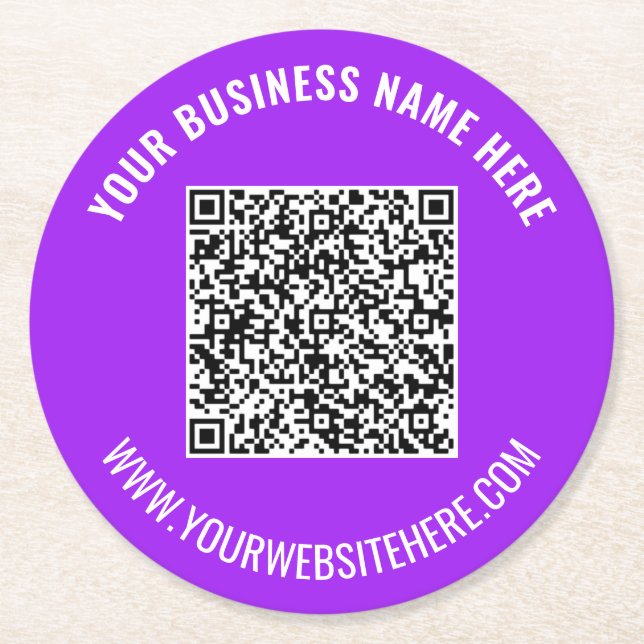 Posavasos Redondo De Papel Your QR Code Custom Text Paper Coasters Template (Anverso)