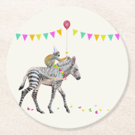 Posavasos Redondo De Papel Zebra Balloon Party Coasters