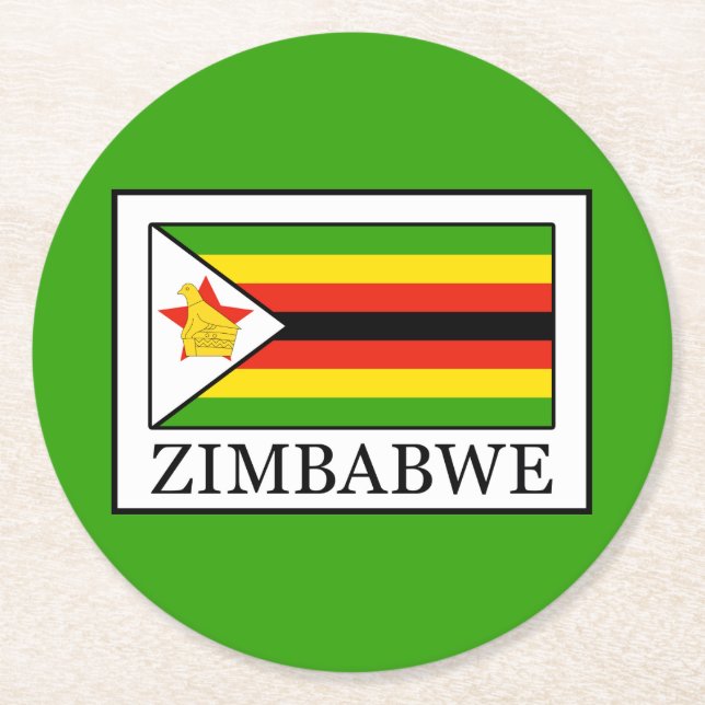 Posavasos Redondo De Papel Zimbabue (Anverso)
