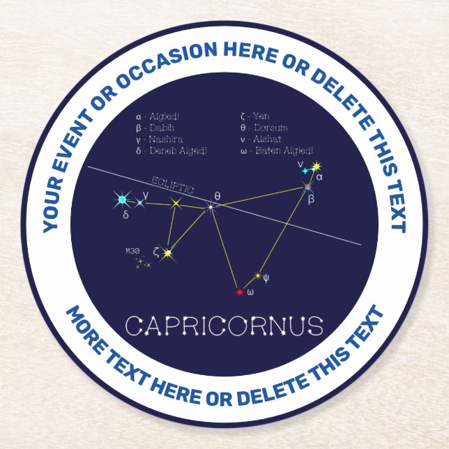Posavasos Redondo De Papel Zodiac Constellation Capricornus (Anverso)
