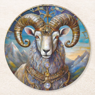Posavasos Redondo De Papel Zodiaco - Aries The Ram