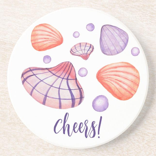 Posavasos Redondos de Arenisca con Conchas de Acua (Frente)