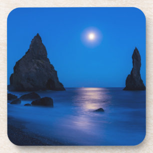 Posavasos Reflejo de la salida de la luna Islandia, Reynis