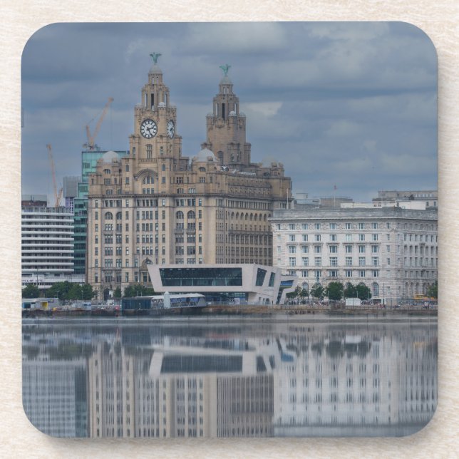 Posavasos Reflexión de la línea aérea de Liverpool (Frente)