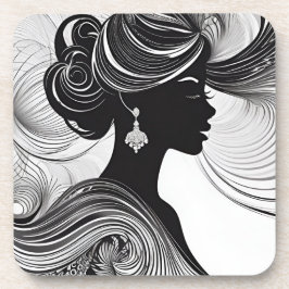 Posavasos Regal Queen African Silhouette Black & White