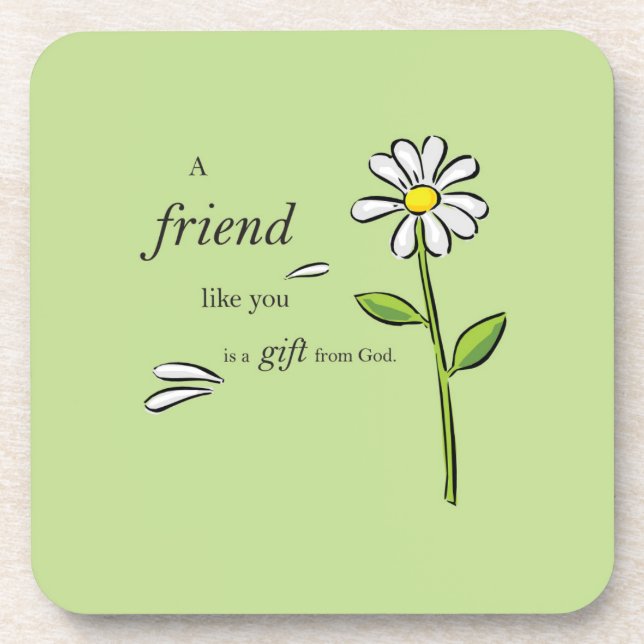 Posavasos Regalo de amigo de Dios, margarita sobre verde, re (Frente)