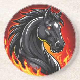 Posavasos Regalo de arte de fuego de caballo negro para aman