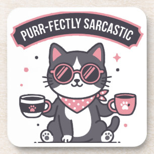 Posavasos Regalo de bandana para amantes del café y gatos sa