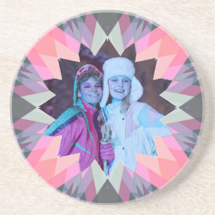 Posavasos Regalo de foto familiar de estrella de Navidad gri