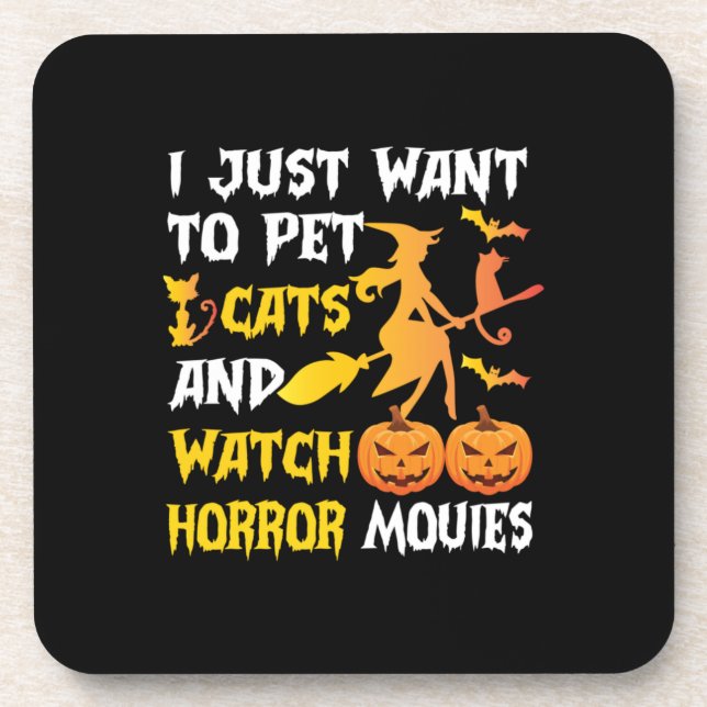 Posavasos Regalo de Halloween | Solo quiero Mascotas de cump (Frente)