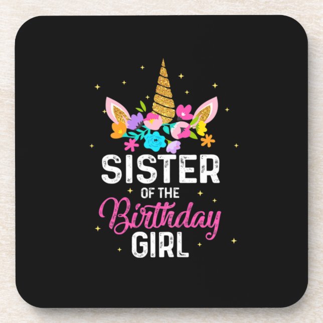 Posavasos Regalo de la madre | Hermana Del Cumpleaños Chica (Frente)